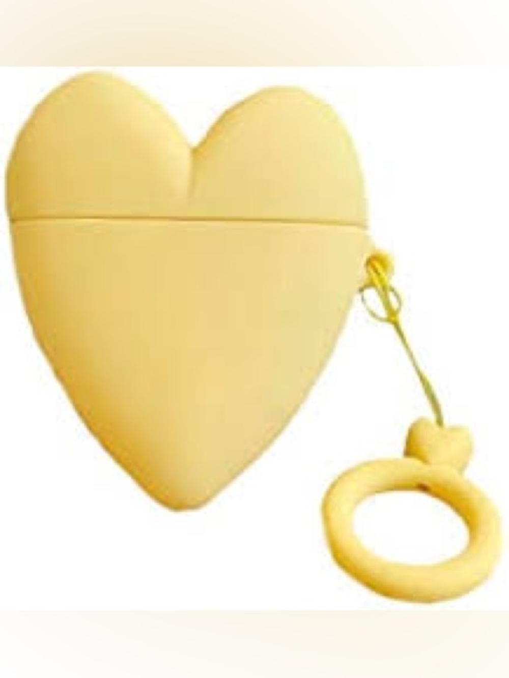 Yellow Heart Silicone AirPods Case with Keyring
